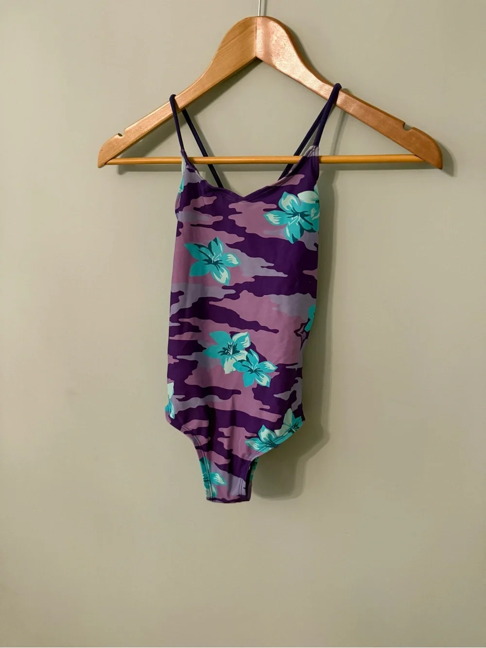 Girls Purple Floral One-Piece Swimsuit Size 7